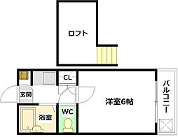 プロレグレス海田 2階1Kの間取り