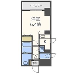 レジディア天神橋 4階ワンルームの間取り