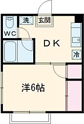 コーポあかし 3階1DKの間取り