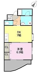 シーステージ本通 4階1DKの間取り