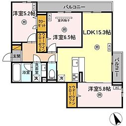 D-KISARIA　EI 3階3LDKの間取り