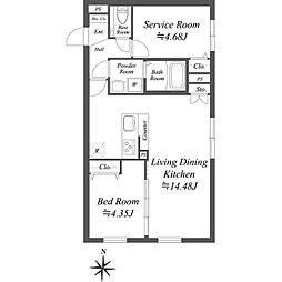 SOLASIA residence世田谷代田 2階1SLDKの間取り