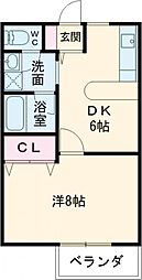 ディンプルハイツII 1階1DKの間取り