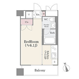 パークフラッツ松戸 10階1Kの間取り
