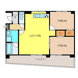 サンシャイン本郷B棟 1階2LDKの間取り