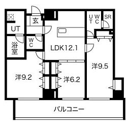 さくらHills NISHIKI Platinum Residence 13階3LDKの間取り