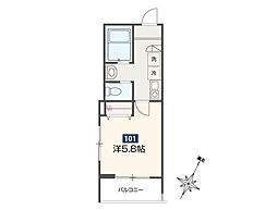 MELDIA小田急相模原II 1階1Kの間取り