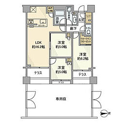 クレヴィア成城 1階3LDKの間取り