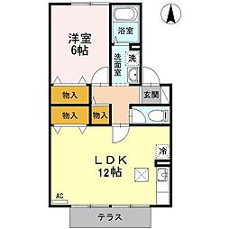 セジュール　ミンク 1階1LDKの間取り