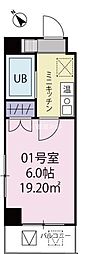 ベルビー川崎 7階1Kの間取り