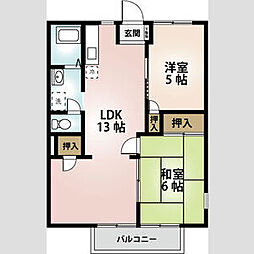 エクセルコート 2階3DKの間取り