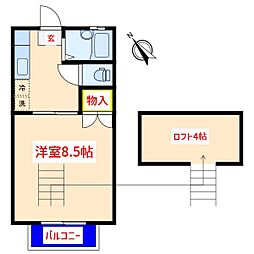 サンシティ11 1Kの間取図画像