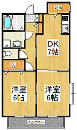 グランメール 2階2DKの間取り