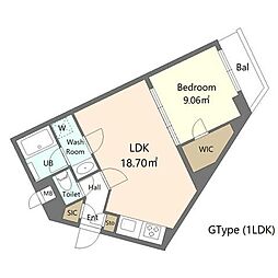 Ａｌｉｖｉｓ新江古田（アリビスシンエゴタ） 208 2階1LDKの間取り