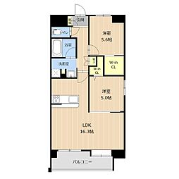 LIBTH京町 2階2LDKの間取り
