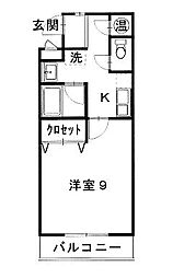 ワンズホーム錦町 1階1Kの間取り
