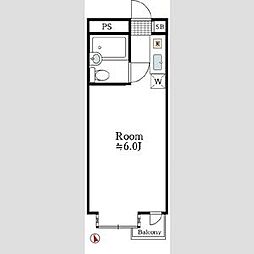 パークアヴェニュー国分寺7 1階ワンルームの間取り