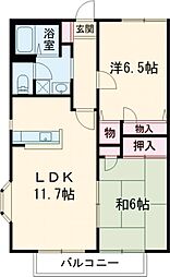 ピュアフィールドＡ 2階2LDKの間取り