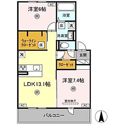 ハイムセラ出水 1階2LDKの間取り