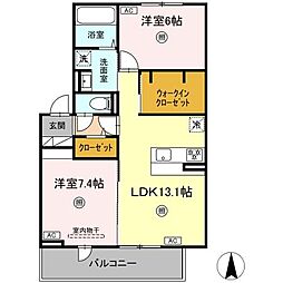 ハイムセラ出水 3階2LDKの間取り