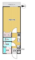 京阪本線 藤森駅 徒歩6分の賃貸マンション 3階1Kの間取り