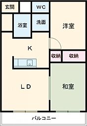 エスポワール 1階2LDKの間取り