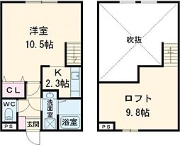 vanity花高 1階1Kの間取り