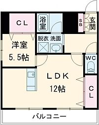 水切浅田ビル 2階1LDKの間取り