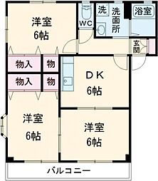 シルフィードC 3DKの間取図画像