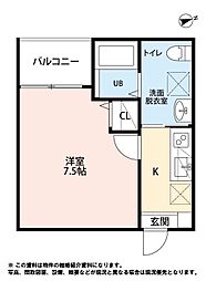 グラム 3階1Kの間取り