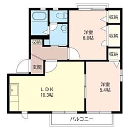 JR両毛線 前橋大島駅 徒歩5分の賃貸アパート 2階2LDKの間取り