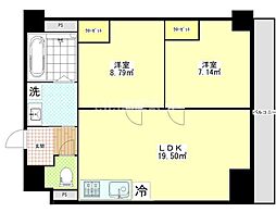 越谷市赤山本町マンション 2LDKの間取図画像