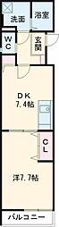 ノアール白須賀 1階1DKの間取り