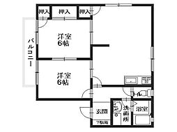 フローラル梅林 Ｃ 2階2LDKの間取り