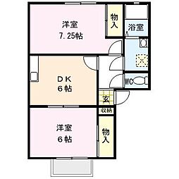 ＴＯＭＯＲＲＯＷ 2階2DKの間取り