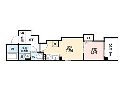 グレース十日市 902 9階1LDKの間取り