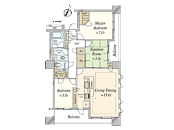 ＴＨＥ　ＴＯＷＥＲ　ＫＯＩＳＨＩＫＡＷＡ 9階3LDKの間取り