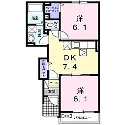 サンルート53 2DKの間取図画像