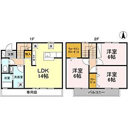 ローズコート南久万 1階3LDKの間取り