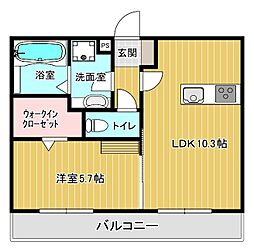 アルフィーネII 1階1LDKの間取り