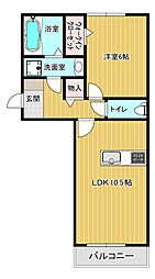 パークヴィラ杉水I 3階1LDKの間取り