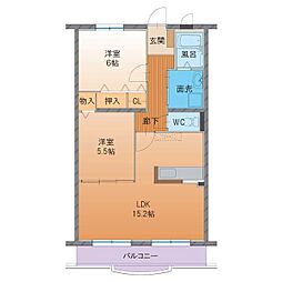 ハートフル ＬＩＦＥ 2階2LDKの間取り