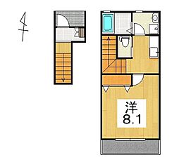 トホム酒蓋公園B 1Kの間取図画像