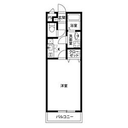 アンプルールブワエトワル 1Kの間取図画像