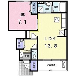 ボナールII 1階1LDKの間取り