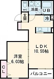 Fstyle柏原上市 103 1階1LDKの間取り