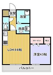 パークヴィラ杉水II 2階1LDKの間取り