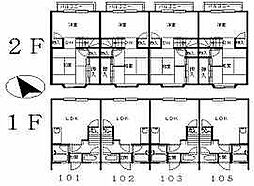 ハイム森広 1階2DKの間取り