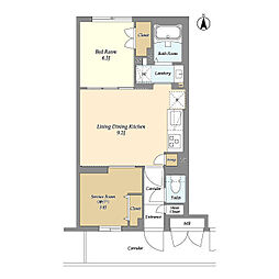 ラクラス中野南台 4階2LDKの間取り