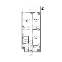 ザ・グラヴィティ新宿 4階2DKの間取り